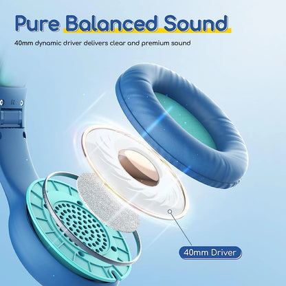 EarFun Foldable Headphones for kids, 85/94dB Volume Limiter,